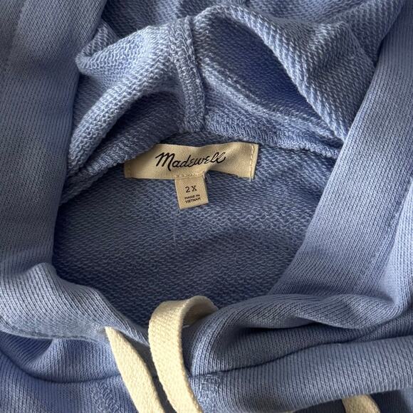 Madewell Bubble-Sleeve Hoodie Crop Sweatshirt in Blue Women's Size 2X - Picture 4 of 7